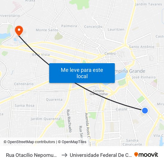 Rua Otacílio Nepomuceno, 847-923 to Universidade Federal De Campina Grande map