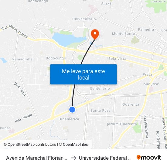 Avenida Marechal Floriano Peixoto, 2961-3445 to Universidade Federal De Campina Grande map