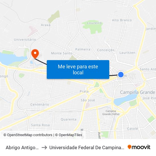 Abrigo Antigo Phd to Universidade Federal De Campina Grande map