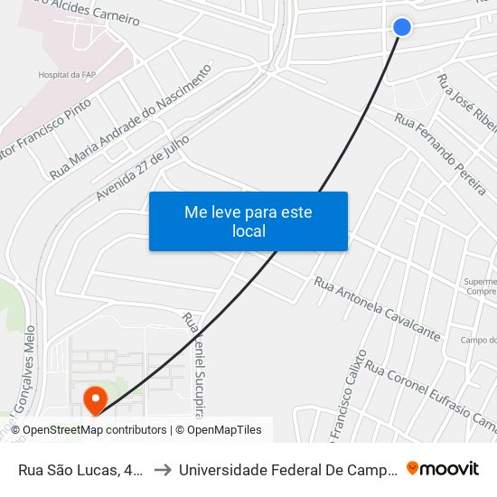 Rua São Lucas, 445-687 to Universidade Federal De Campina Grande map