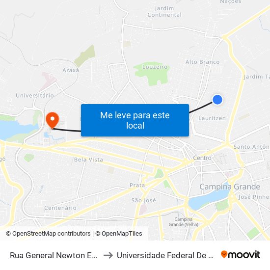 Rua General Newton Estilac Leal, 981 to Universidade Federal De Campina Grande map