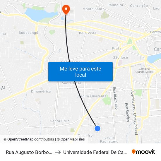Rua Augusto Borborema, 402 to Universidade Federal De Campina Grande map