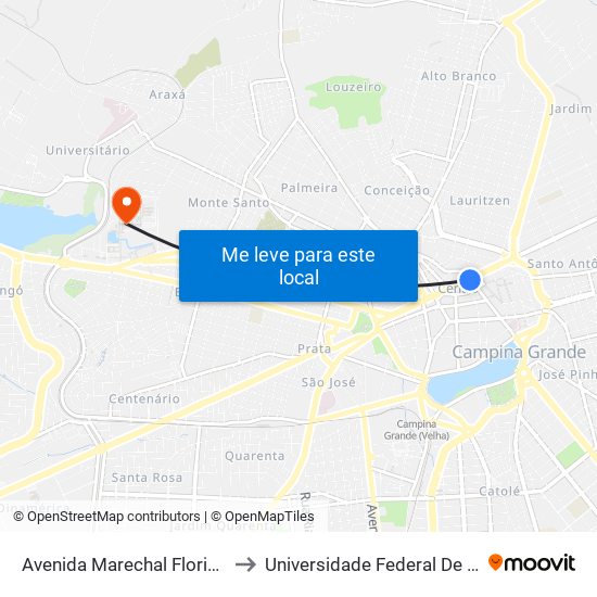 Avenida Marechal Floriano Peixoto, 870 to Universidade Federal De Campina Grande map