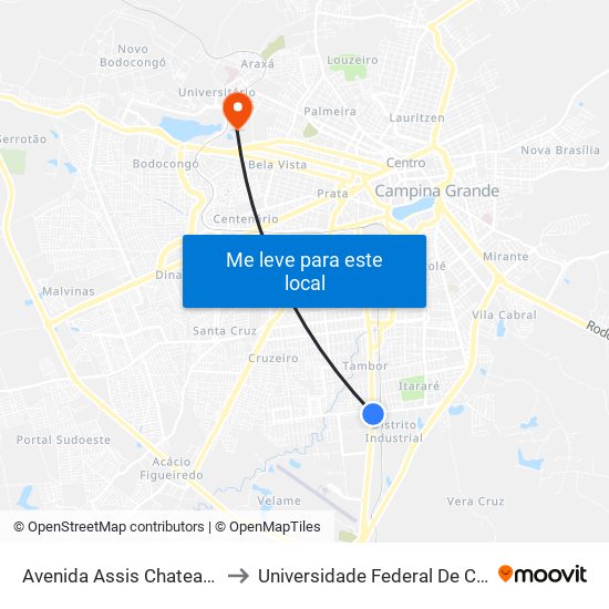 Avenida Assis Chateaubriand, 1640 to Universidade Federal De Campina Grande map