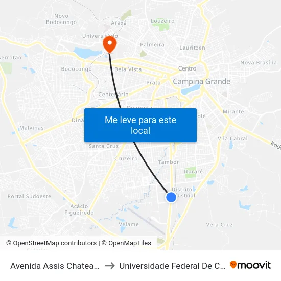 Avenida Assis Chateaubriand, 3840 to Universidade Federal De Campina Grande map