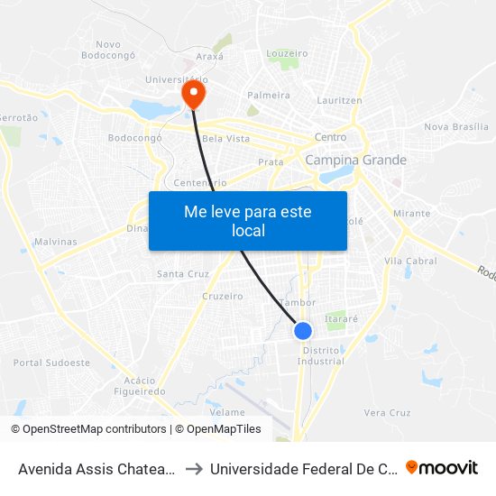 Avenida Assis Chateaubriand, 2939 to Universidade Federal De Campina Grande map