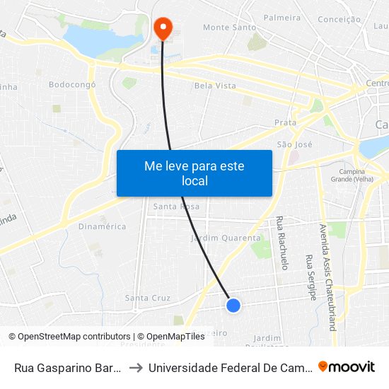 Rua Gasparino Barreto, 236 to Universidade Federal De Campina Grande map