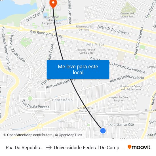 Rua Da República, 869 to Universidade Federal De Campina Grande map