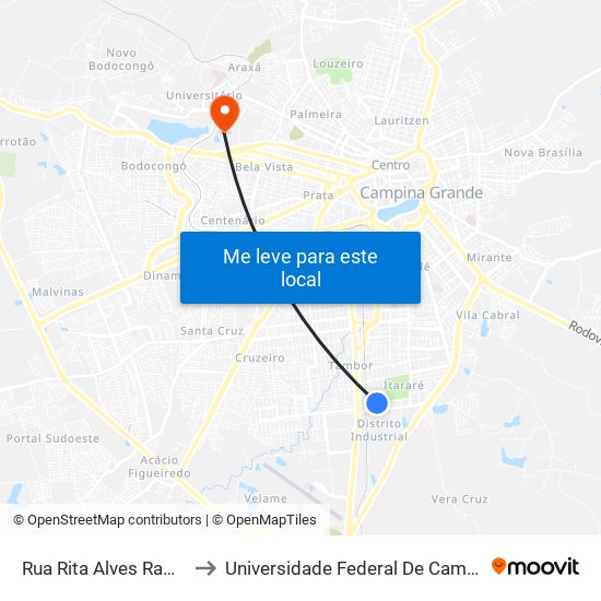 Rua Rita Alves Ramos, 752 to Universidade Federal De Campina Grande map