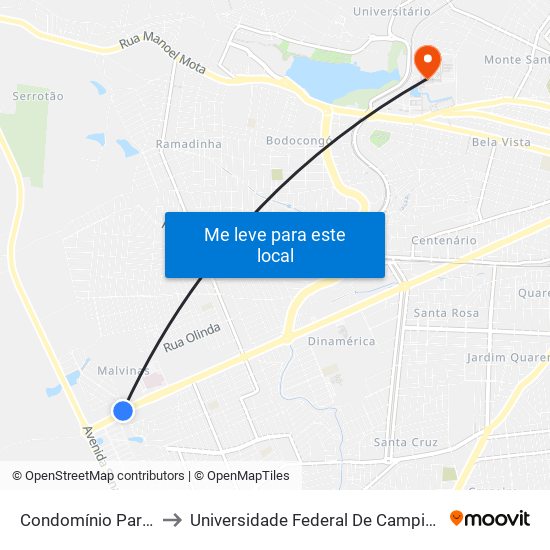 Condomínio Park Ville to Universidade Federal De Campina Grande map