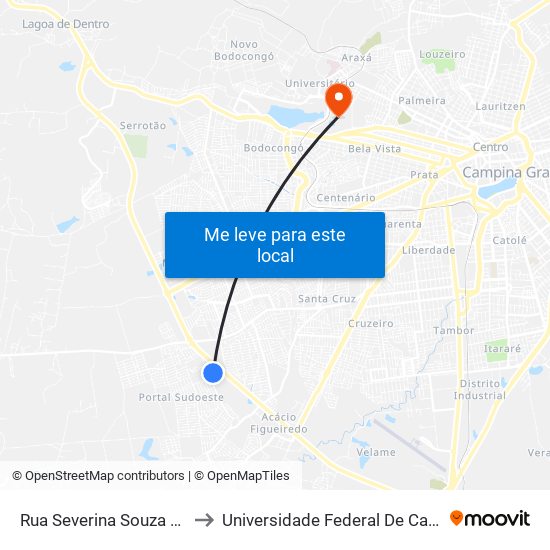 Rua Severina Souza Sales, 1001 to Universidade Federal De Campina Grande map