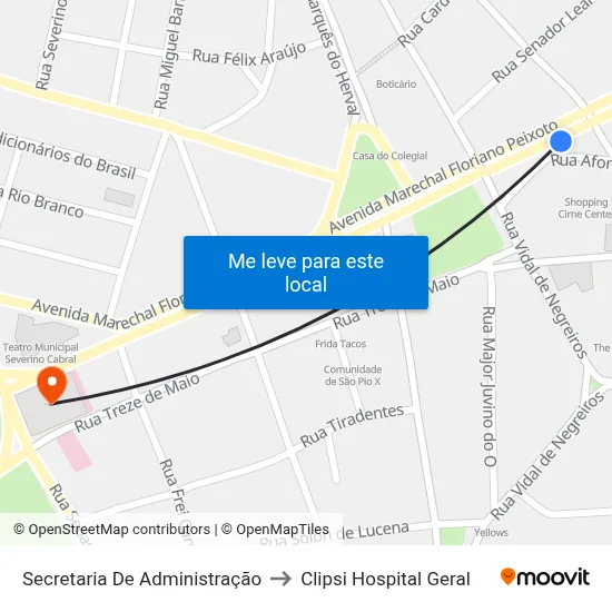 Secretaria De Administração to Clipsi Hospital Geral map