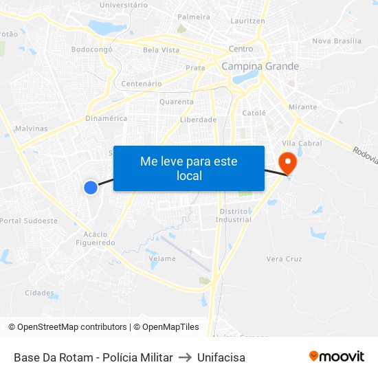 Base Da Rotam - Polícia Militar to Unifacisa map