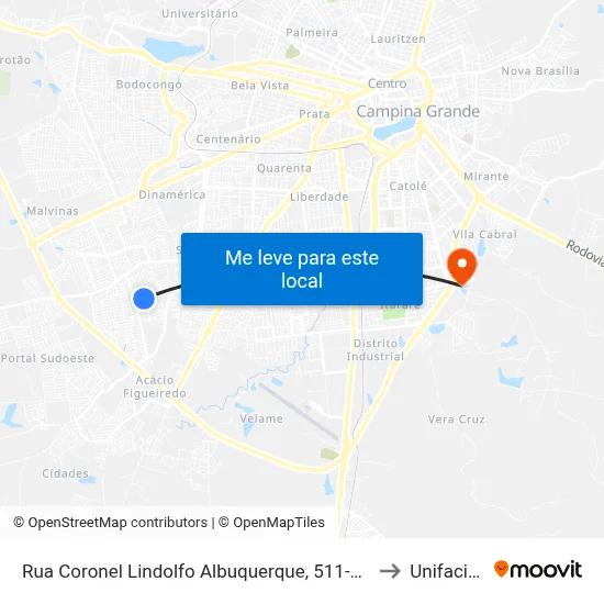 Rua Coronel Lindolfo Albuquerque, 511-613 to Unifacisa map