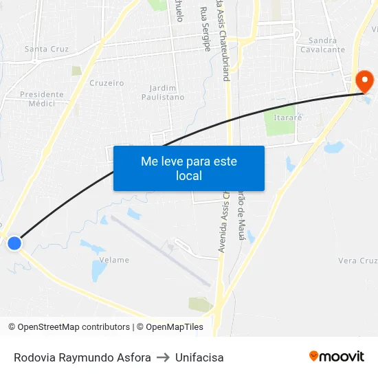 Rodovia Raymundo Asfora to Unifacisa map