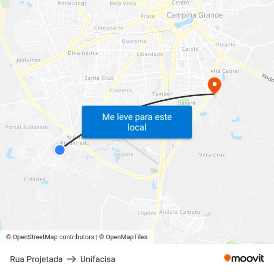 Rua Projetada to Unifacisa map