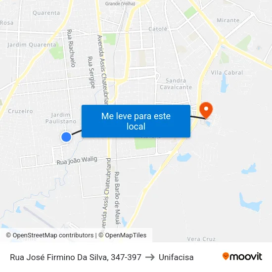 Rua José Firmino Da Silva, 347-397 to Unifacisa map