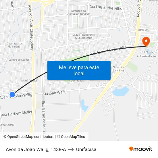 Avenida João Walig, 1438-A to Unifacisa map