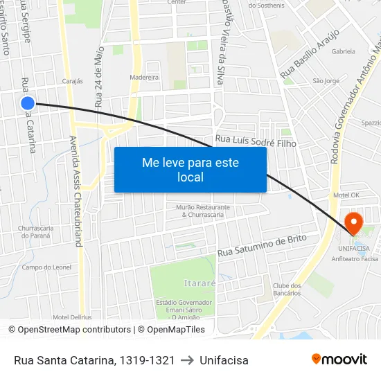 Rua Santa Catarina, 1319-1321 to Unifacisa map