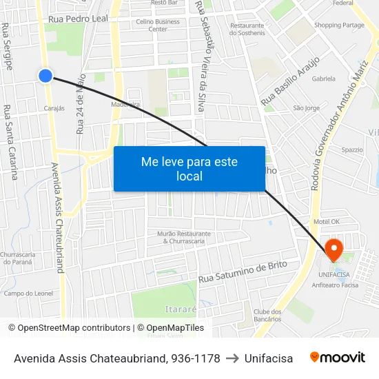 Avenida Assis Chateaubriand, 936-1178 to Unifacisa map