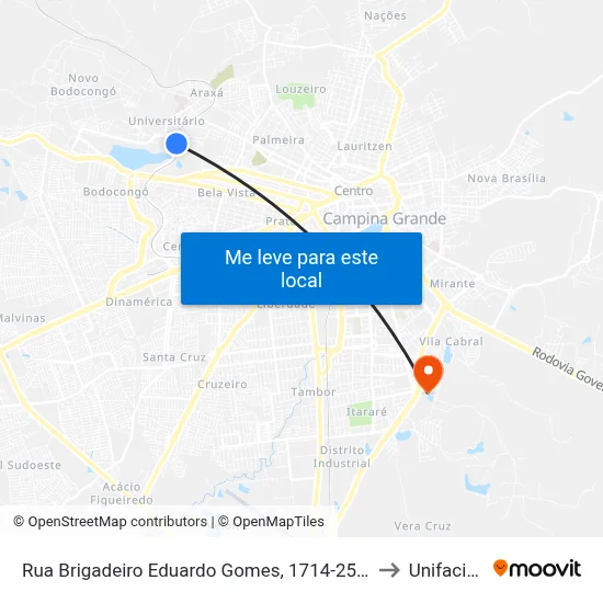Rua Brigadeiro Eduardo Gomes, 1714-2560 to Unifacisa map