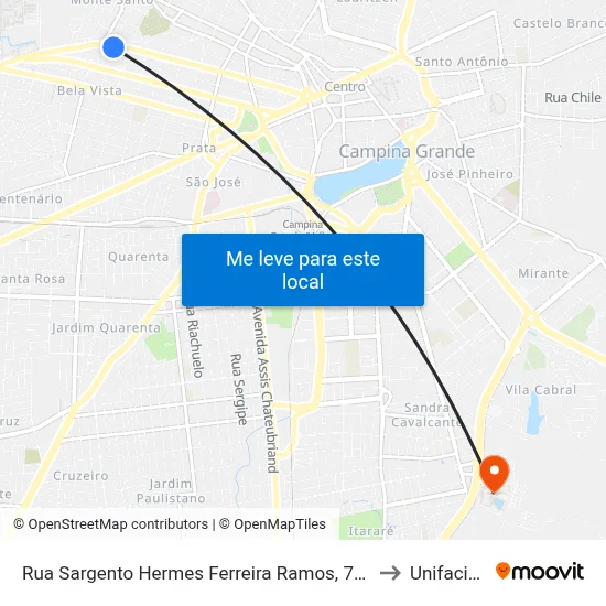 Rua Sargento Hermes Ferreira Ramos, 765 to Unifacisa map