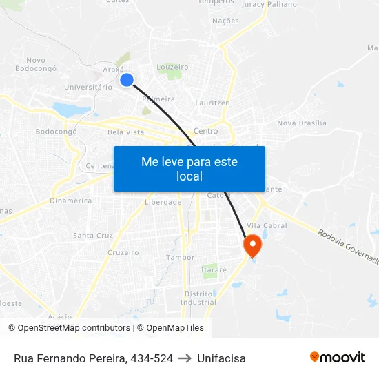 Rua Fernando Pereira, 434-524 to Unifacisa map