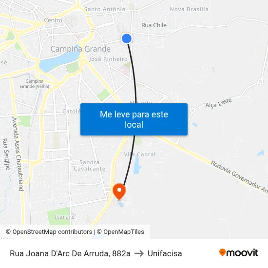 Rua Joana D'Arc De Arruda, 882a to Unifacisa map