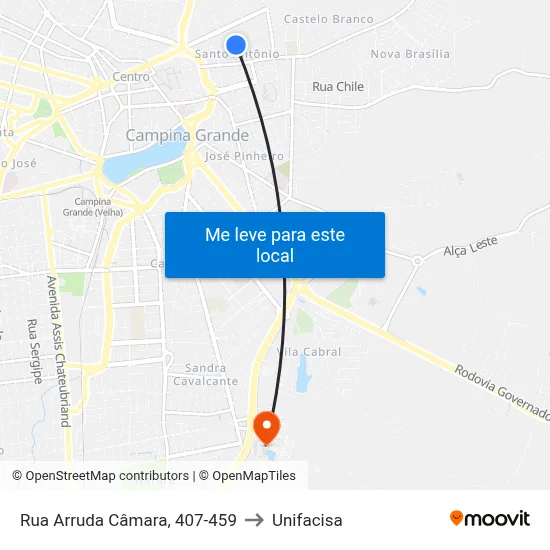 Rua Arruda Câmara, 407-459 to Unifacisa map