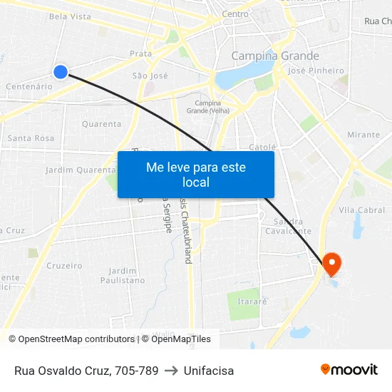 Rua Osvaldo Cruz, 705-789 to Unifacisa map