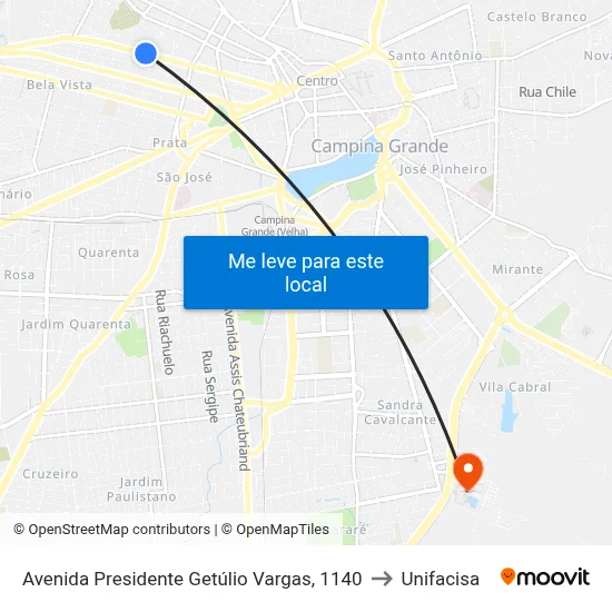 Avenida Presidente Getúlio Vargas, 1140 to Unifacisa map