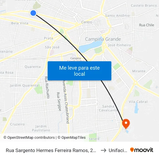 Rua Sargento Hermes Ferreira Ramos, 21-569 to Unifacisa map