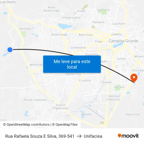 Rua Rafaela Souza E Silva, 369-541 to Unifacisa map