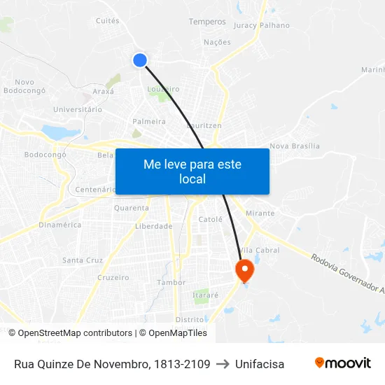 Rua Quinze De Novembro, 1813-2109 to Unifacisa map