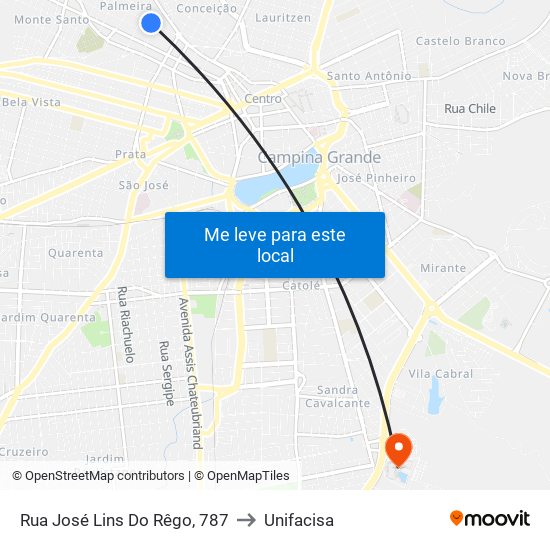 Rua José Lins Do Rêgo, 787 to Unifacisa map