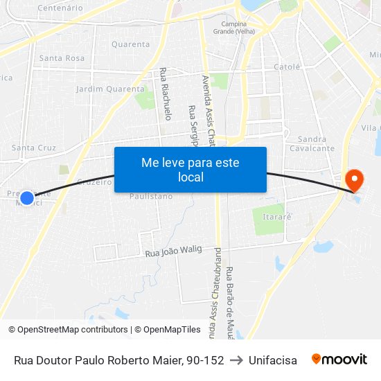 Rua Doutor Paulo Roberto Maier, 90-152 to Unifacisa map