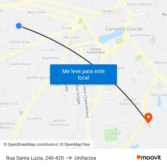 Rua Santa Luzia, 240-420 to Unifacisa map