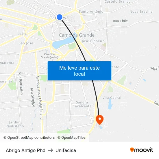 Abrigo Antigo Phd to Unifacisa map