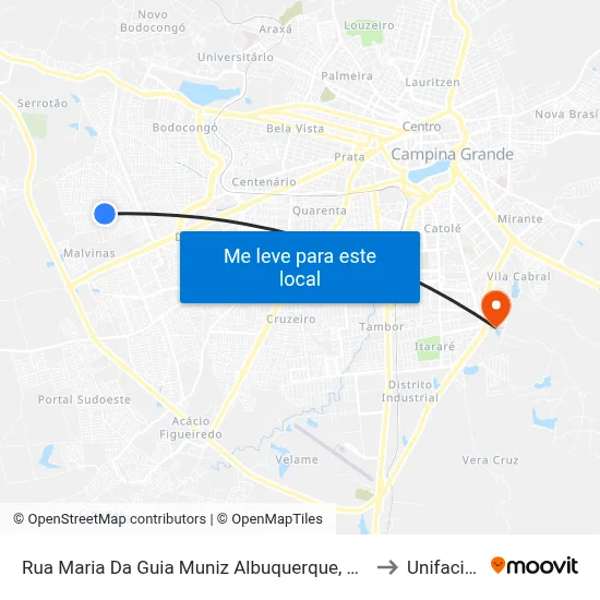 Rua Maria Da Guia Muniz Albuquerque, 820 to Unifacisa map