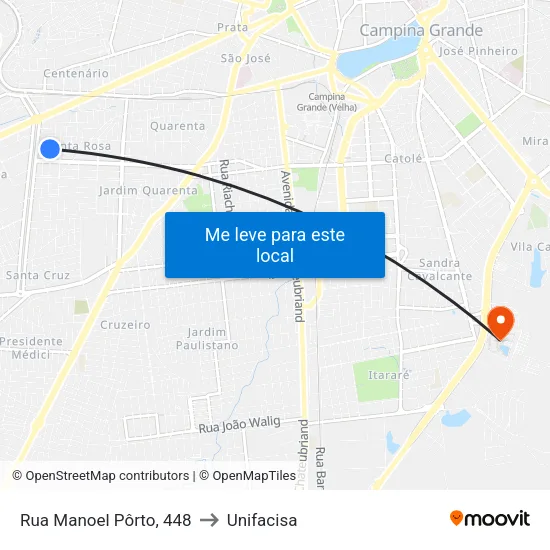 Rua Manoel Pôrto, 448 to Unifacisa map