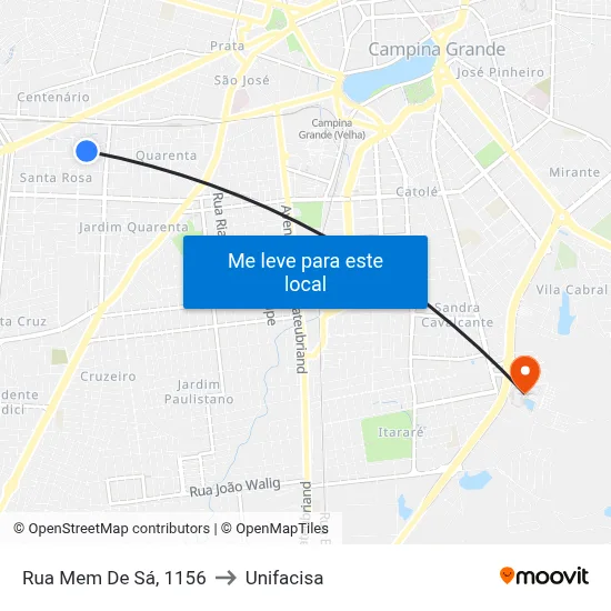 Rua Mem De Sá, 1156 to Unifacisa map