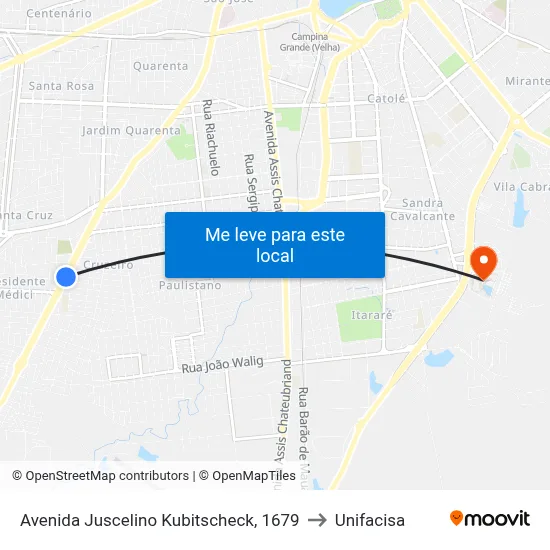 Avenida Juscelino Kubitscheck, 1679 to Unifacisa map
