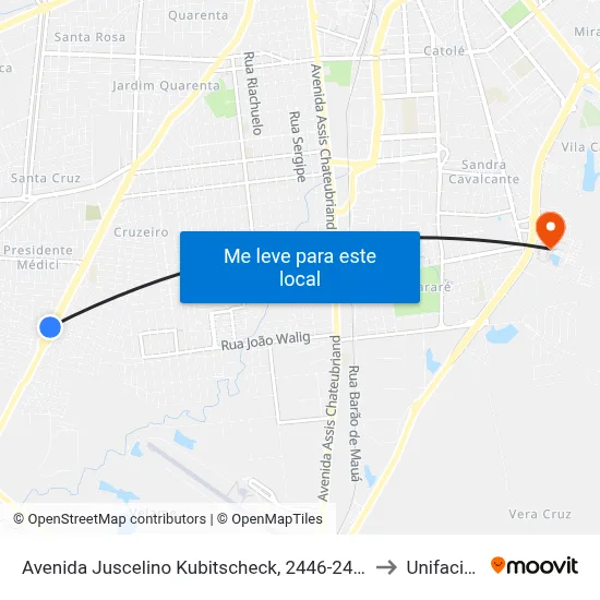 Avenida Juscelino Kubitscheck, 2446-2492 to Unifacisa map