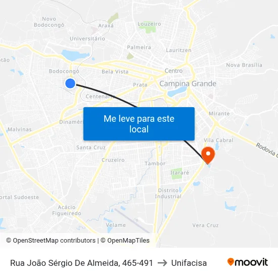 Rua João Sérgio De Almeida, 465-491 to Unifacisa map