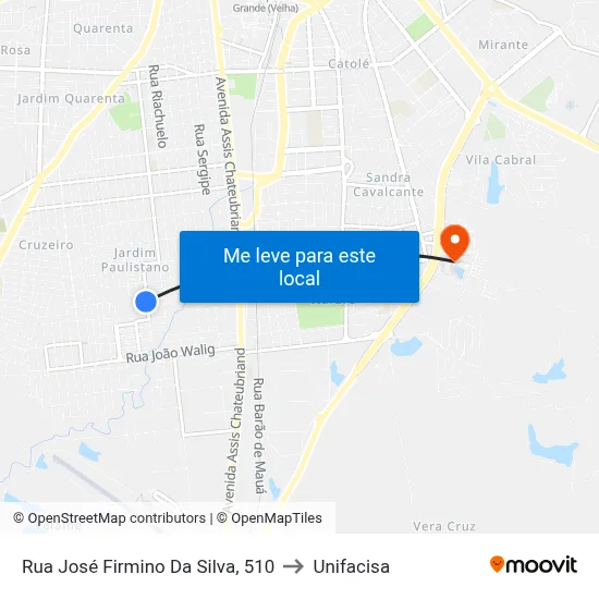 Rua José Firmino Da Silva, 510 to Unifacisa map