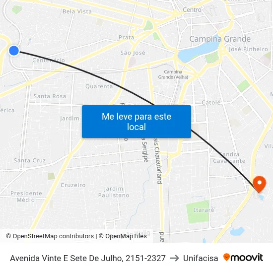 Avenida Vinte E Sete De Julho, 2151-2327 to Unifacisa map