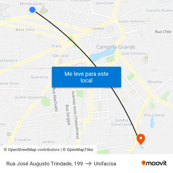 Rua José Augusto Trindade, 199 to Unifacisa map