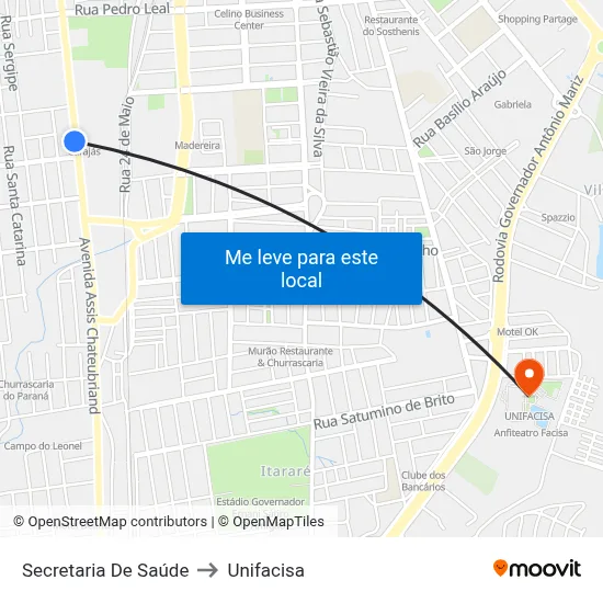 Secretaria De Saúde to Unifacisa map