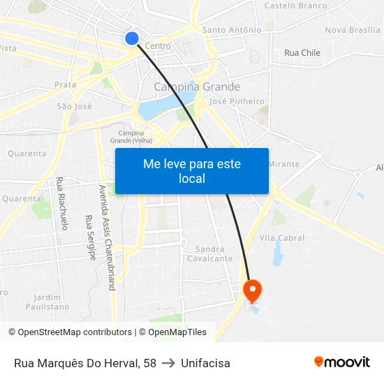 Rua Marquês Do Herval, 58 to Unifacisa map