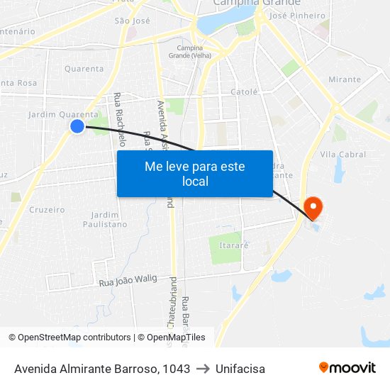 Avenida Almirante Barroso, 1043 to Unifacisa map
